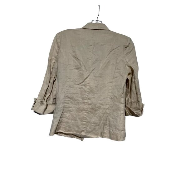 Papaya Ya Ramie Women's Rolled Up Sleeves Single Button Linen Blazer Y2K Size M - Picture 4 of 6